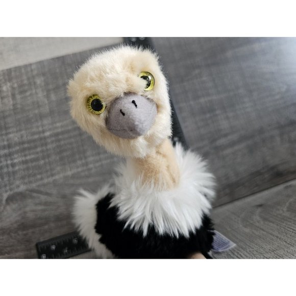 Aurora Ostrich Plush Stuffed Animal Fluffy Black White Gray Soft 2017 8" Toy - Picture 2 of 8
